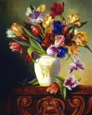 Chart Needlework DIY Counted Cross Stitch Patterns - Parrot Tulips
