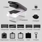 Black and white 14-Piece Multifunctional Vegetable Chopper and Slicer Set - Kitc