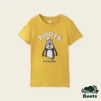 在飛比找Yahoo奇摩購物中心優惠-Roots女裝-動物派對系列 绒布動物純棉修身短袖T恤-金黃