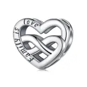925 Sterling Silver Love Charm Bead For Bracelets & Necklaces