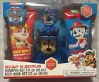 NEW PAW Patrol CHASE Soap and Scrub Kids' 4pc Shampoo and Body Wash Bath Set