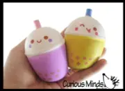 2 Bubble Tea Drink Squishy Squeeze Stress Ball Soft Doh Filling - Like Shaving C