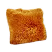 Artificial Wool Fur Soft Plush Pillowcase Cushion Cover Dijon Yellow Cushions & Decorative Pillows