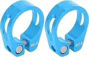 Bicycle Seat Post Clamp Aluminum Alloy Quick Release Lightweight Bike Pipe Clamp for Bicycle Accessories (Blue)