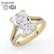Radiant Solitaire Labgrown Diamond Engagement Ring 14k Yellow Gold 5.60 Ct