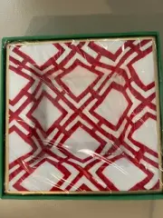 JAYE'S STUDIO SMIDGE DISH PLATE TRINKET JEWELRY DISH CANE RED PRINT GIFTBOXED