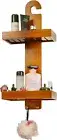 Teak Wooden Shower Caddy over Door, Hanging Shower Shelf Organiser over Showe...