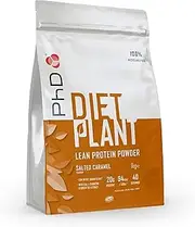 PhD Nutrition | Diet Plant | Vegan Protein Powder | Pea & Soya Protein Blend with CLA, BCAA’s, L-Carnitine & Green Tea Extract | 100% Recyclable Packaging | Salted Caramel, 1kg (130848)