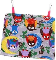 Happyyami Triangle Parrot Hammock Bed Cozy Owl Pattern Bird Nest for Parrots Warm Shelter for Birds Comfortable Hanging Sleeping Bed Made Fleece