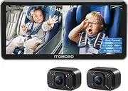 Itomoro Baby Car Camera Dual-Channel 6.8 inch HD 1080P Car Baby Camera Display with 2 IR Night Vision Camera, Easily Install Car Camera for Baby with Crystal Clear Wide View for Rear Facing Seat