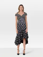 Polkadot Cut Out Shoulder Midi Dress