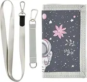 [miaozhen] Cartoon Cute White Astronaut Planet trifold mens small wallet for women minimalist colorful mens wallet with lanyard billeteras para hombre, Cartoon cute white astronaut planet, 1 size