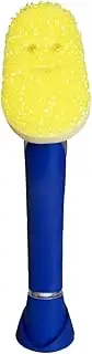 [Scrub Daddy] Dish Wand Scrubbing Brush with Handle, Soap Dispensing Dish Brushes, Texture Changing Washing Up Sponges with Liquid Dispenser, Dish Scrubber with Scraper & Detachable Head Sponge, Blue