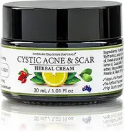 Cystic Acne & Scar Herbal Cream Blasts Pimples Acne Blackheads with Tea Tree Oil Aloe vera Green Tea Nigella Myrrh Rosehip Lavender Vitamin E 30ml