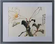 Good Luck Chinese Painting (Lotus Flower) Hand Painted Wall Painting Flower Bird Painting Ink Painting Home Ready to Hang (20 x 16 inch) (Style 1)