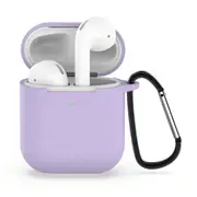 For AirPods 1st Gen Case, Silicone Protective Cover, Snap Hook, Purple