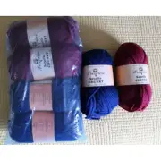 Lot of 6 Premier Sayelle Chunky Yarns 100% Acrylic Blue & Burgundy