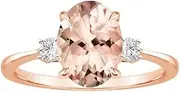 [ASFKIPMF] 18K Rose Gold Plated Champagne Egg-Shaped Morganstone Champagne Ring Morganite Rhinestone Inlaid Finger Ring Women Fashion Wedding Jewelry