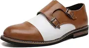 [Naigesto] Men's Double Monk Strap Dress Shoes Classic Oxford Slip-On with Buckle Business Casual Formal Footwear
