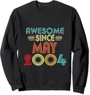 [X.Style] Vintage 19th Birthday Legend Since May 2004 Retro 19 Yrs Old Sweatshirt ds1773 Sweater (L) Black