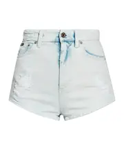 Dolce Gabbana Logo Plaque Denim Shorts IT38 light blue