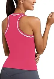[MathCat] Workout Tank Tops for Women Racerback Basic Athletic Tanks Seamless Muscle Running Yoga Tops with Built in Bra