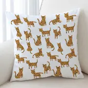 Simple Cheetah Cute Drawing Pattern Cushion Cover