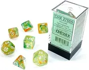 Chessex Polyhedral 7D Nebula Luminary Style Dice Set, Spring/White (7 Piece)