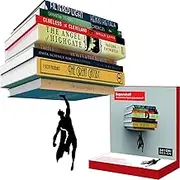 Artori Design Supershelf | Black Metal Superhero Floating Bookshelf | Concealed Hidden Shelf | Unique Shelves | Gifts for Geeks and Book Lovers | Cool Stacker Stopper