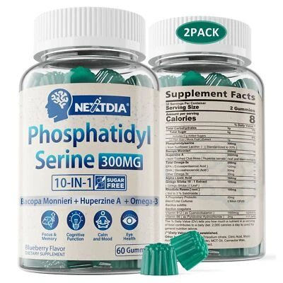 Phosphatidylserine Supplement 300mg Focus & Energy Gummies for Adults 10-in-1...