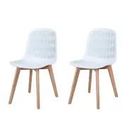 Design Square Set Of 2 Jonas PP Kitchen Dining Chairs Wooden Legs White/Oak