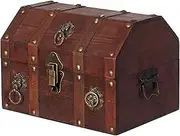 Antique Wooden Pirate Chest with Lion Rings