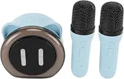 Mini Karaoke Machine for Kids, Portable Wireless Bluetooth Speaker with 2 Wireless Mics and LED Color Lights Stereo Sound Quality Funny Changing Sounds Karaoke Speaker for Party