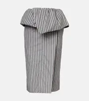 [Dries Van Noten] Dries Van Noten Striped cotton poplin midi skirt AU 10 white