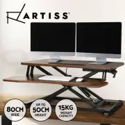 Artiss Standing Desk Riser Height Adjustable Laptop Desktop Rustic Brown 80CM