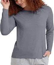 [Hanes] Women's Originals Long-Sleeve T-Shirt, Tri-Blend Jersey Tee, Recycled Polyester