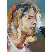 Original Kurt Cobain Singing Impasto Thick Painting Music Wall Art Nirvana 12x16