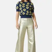 #15 Gorman Solace Metallic Gold Wide Leg Pants Jeans Size 20 $199