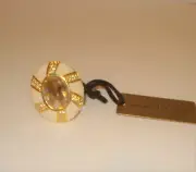NWT's SAMANTHA WILLS Cream Gold ENAMEL Rhinestone CRYSTAL RING Size 7.25