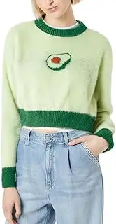 [YEMOCILE] Womens Knitted Orange Sweater Casual Loose Long Sleeve Pullover Sweater Tops