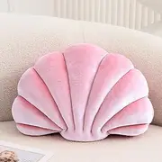 XIAIJIA Seashell Decorative Pillow Shell Shaped Throw Pillow 3D Insert Beach Pillow Soft Velvet Pillow Sea Ocean Decoration Couch Bed Pillow Cushions(Pink,18 X 13 inch)