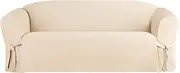 SureFit Heavy Weight Cotton Canvas 1 Piece Sofa Slipcover in Natural