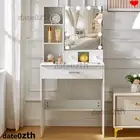 Small Makeup Vanity Desk w/ Mirror Adjustable Lights with Jewelry Storage Drawer