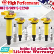 4X UF316 Ignition Coil + Spark Plug for 01-10 Toyota Yaris Prius XA XB Echo 1.5L (for: Toyota)