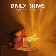 Dynamic Rotating Water Ripple Night Light with Remote Control 16-Color Rotating Water Pattern Flame Crystal Projector for Living RoomStudy Bedroom