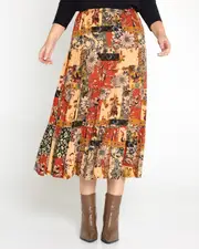 Mindy Prairie Skirt - Rust Patchwork