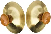 Abaodam 2pcs Percussion Instrument Musical Small Hand Cymbals Instruments Low Volume Cymbal Cymbals for Finger Dancer Percussion Cymbal Wooden Golden