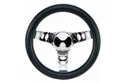 Grant 10" Classic Series Steering Wheel Chrome 3 Spoke, Black Vinyl Grip. 5-1/2" Dish