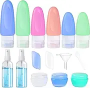 POLENTAT 17 Pcs Silicone Travel Bottles for Toiletries, TSA Approved Travel Size Containers for Shampoo Leak-proof Travel Accessories Containers with Tag