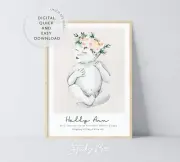Birth poster 1:1 scale, Baby nursery wall art print, Personalised nursery decor